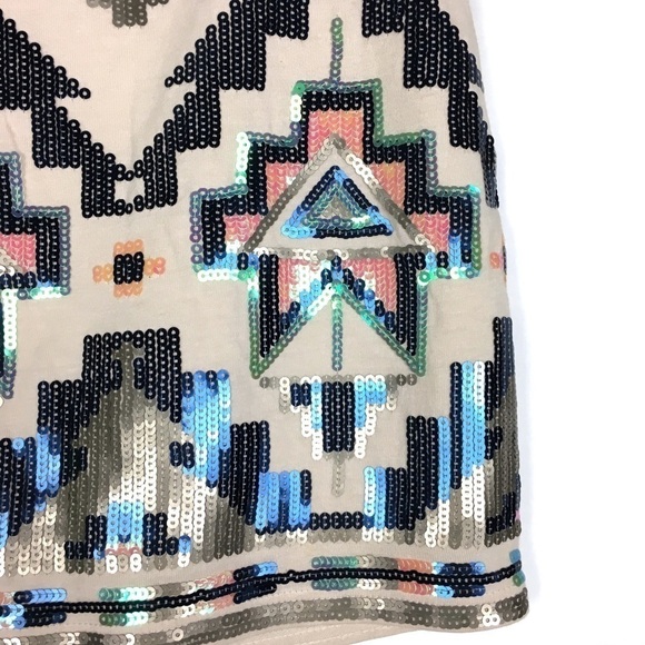 EXPRESS Mini Skirt Sequins Aztec Tribal Boho Southwestern Sparkly Size XS NWT - Picture 8 of 15